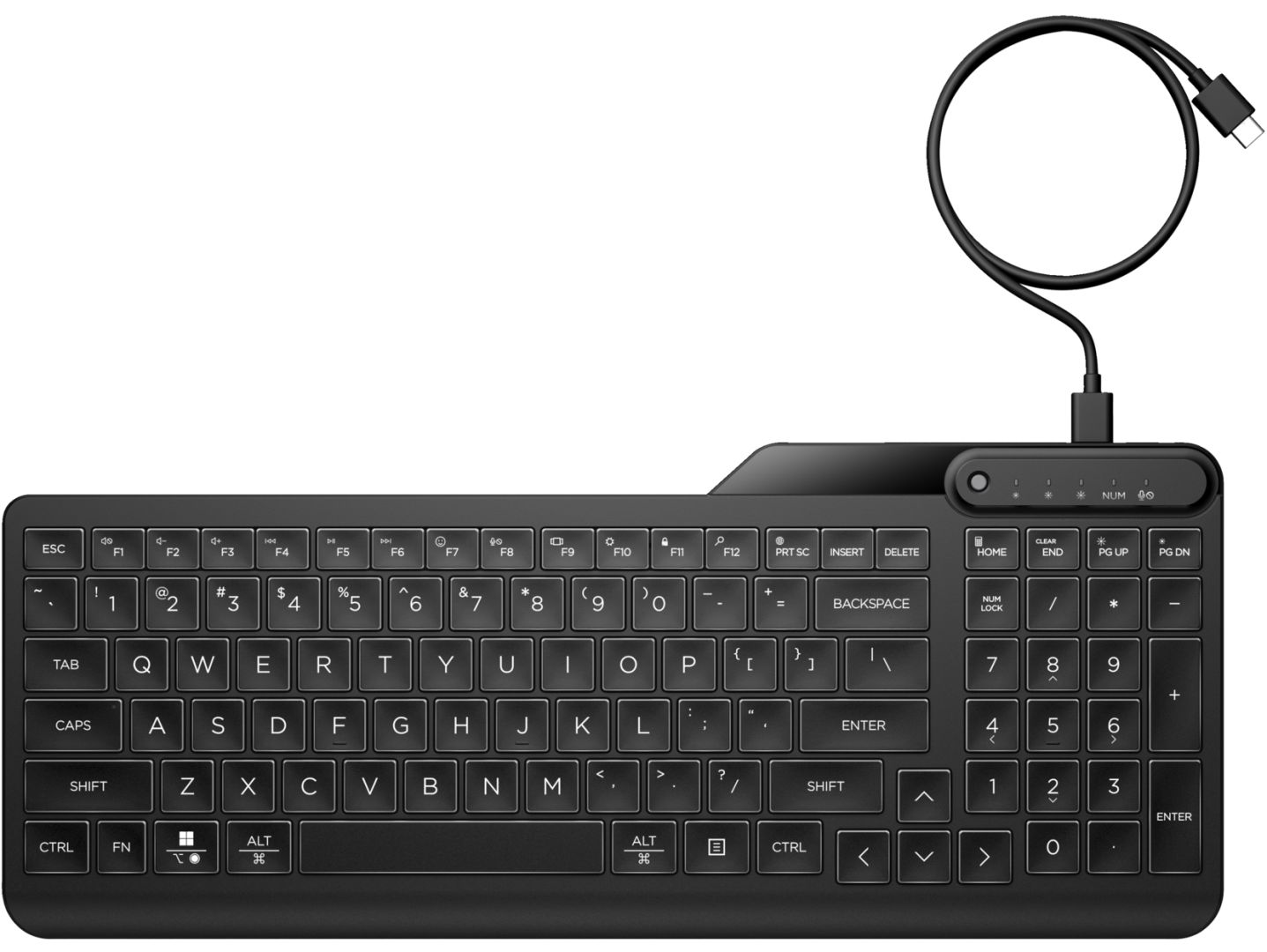 HP 405 Multi-Device Backlit Wired Keyboard Black