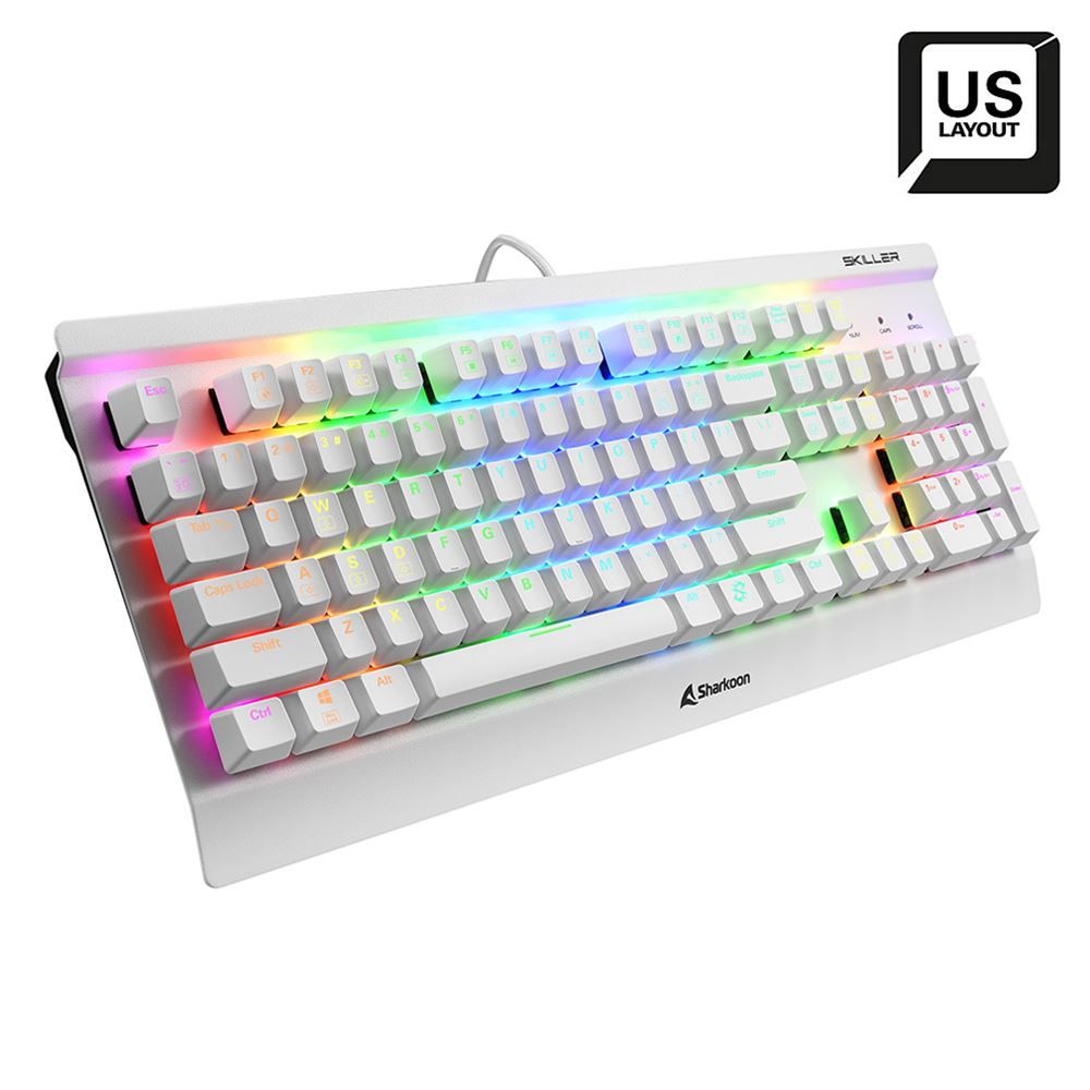 Sharkoon Skiller SGK3 Mechanical Gaming RGB Keyboard White US