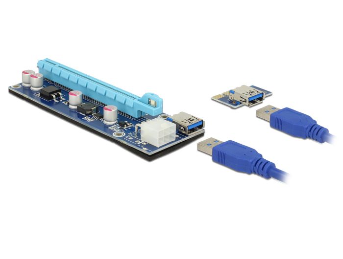 DeLock Riser Card PCI Express x1 > x16 with 60 cm USB cable