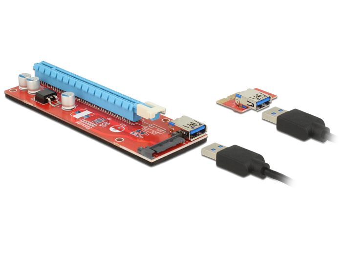 DeLock Riser Card PCI Express x1 > x16 with 60 cm USB cable