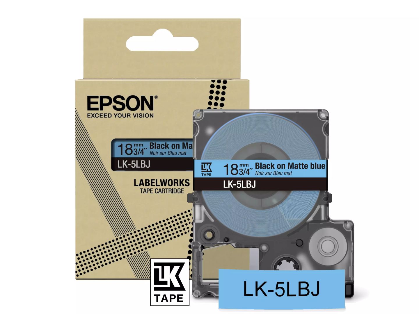Epson LK-5LBJ címkeszalag (18mm) Black on Matte Blue - 8m
