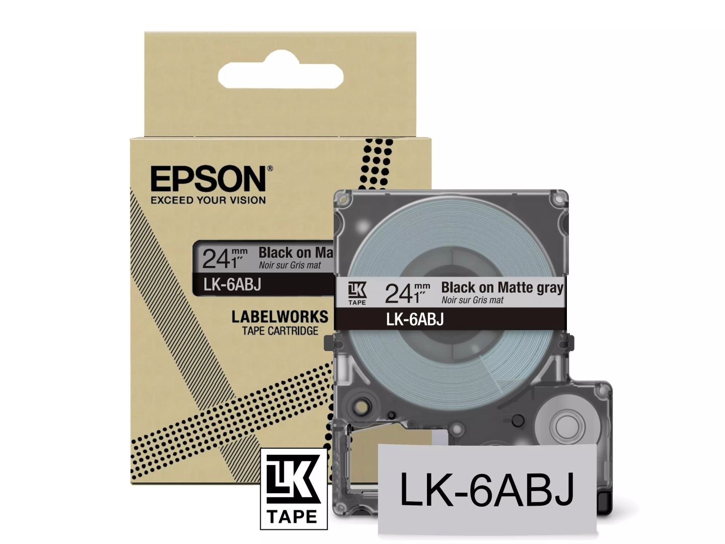 Epson LK-6ABJ címkeszalag (24mm) Black on Matte Gray - 8m