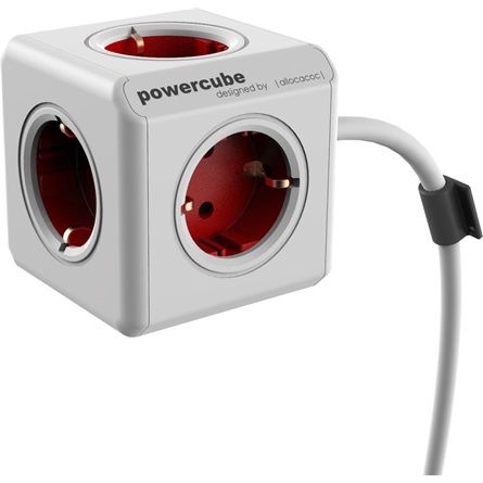 Allocacoc PowerCube Extended Hálózati Elosztó 5DIN 1,5m Boston Red