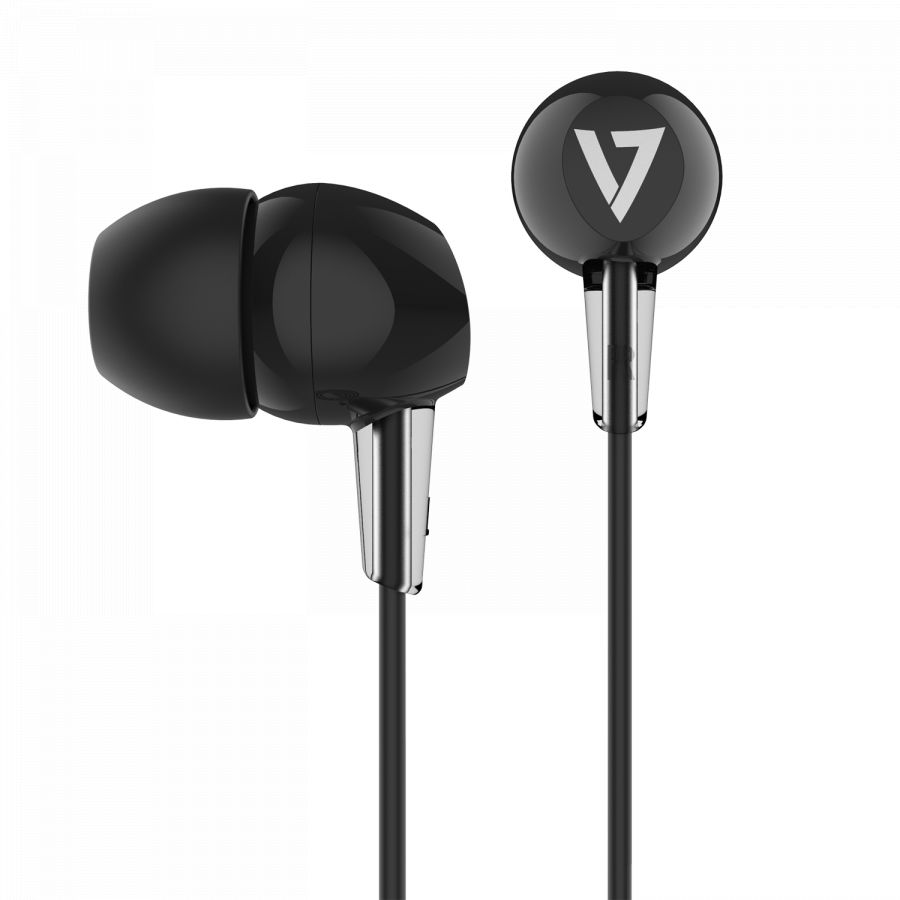 V7 HA200 3.5mm Noise Isolating Stereo Earbuds Black