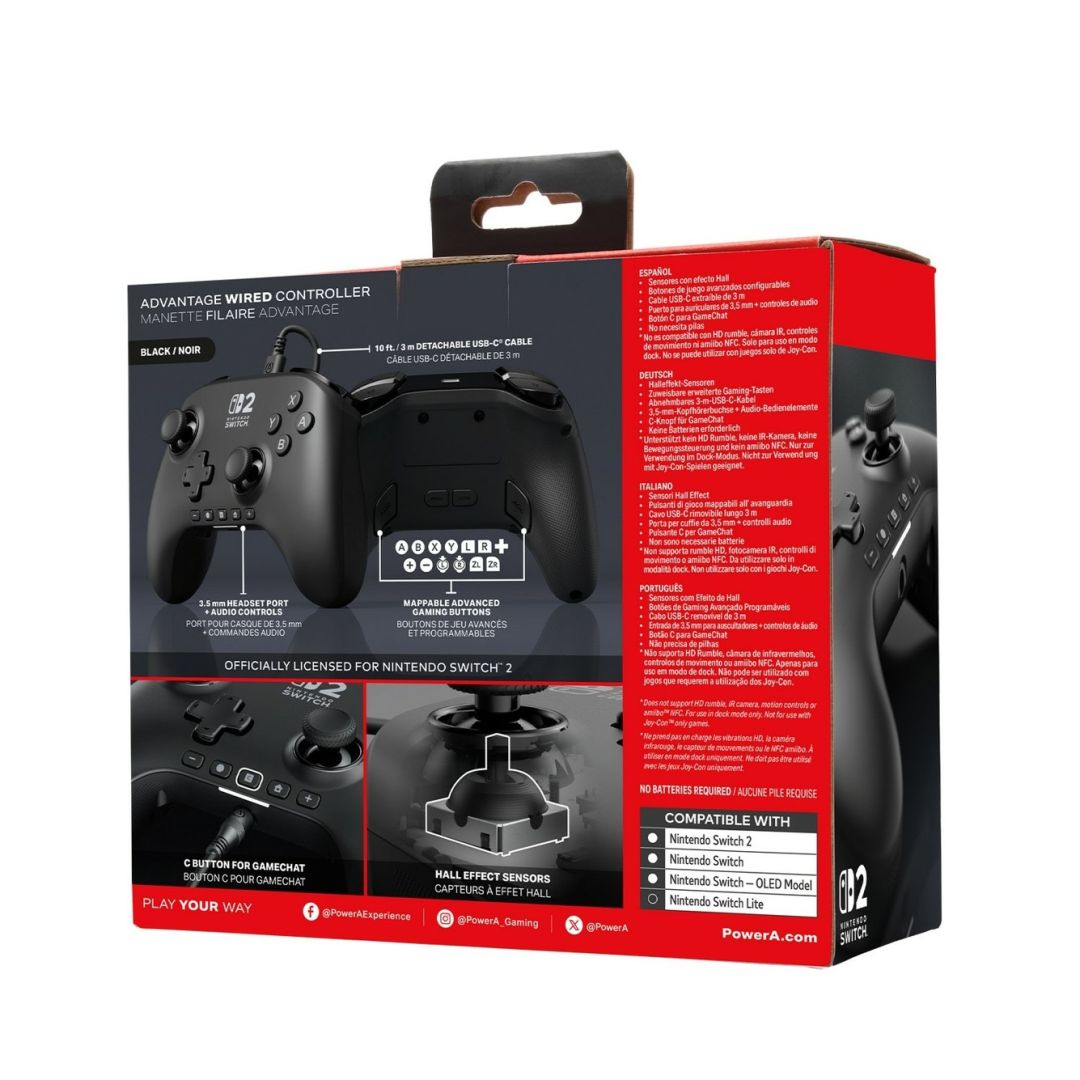 PowerA Advantage Wired Controller for Nintendo Switch 2 Gamepad Black