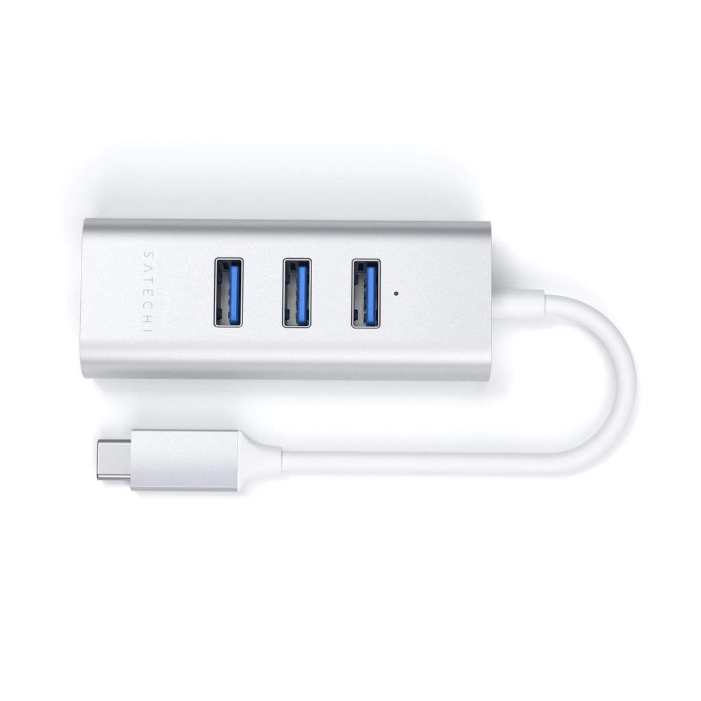 Satechi Type-C 2-in-1 USB Hub with Ethernet Silver