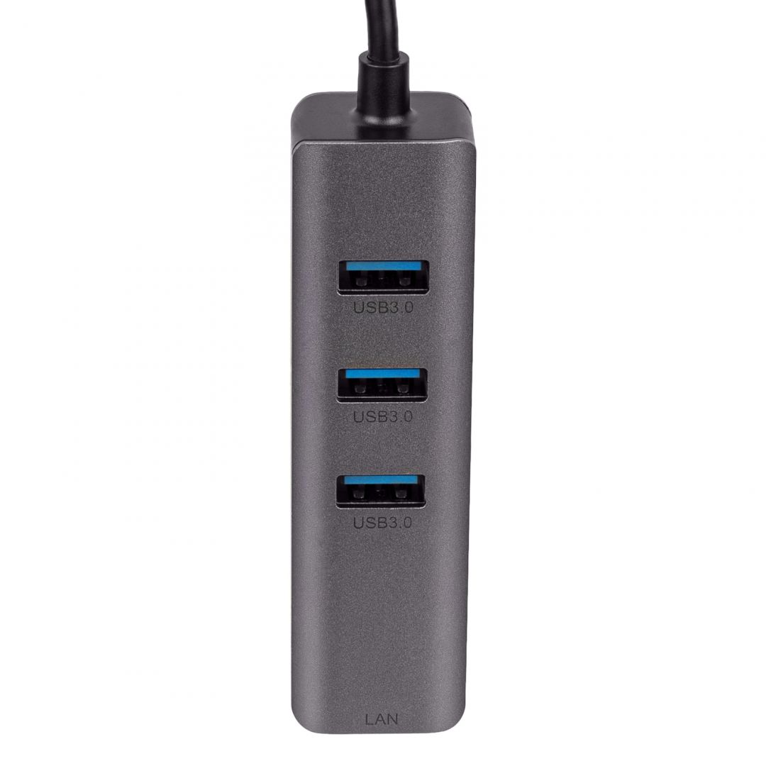 Akyga AK-AD-66 HUB USB Type-C to 3x USB 3.0 Network Card 10/100/1000 15cm