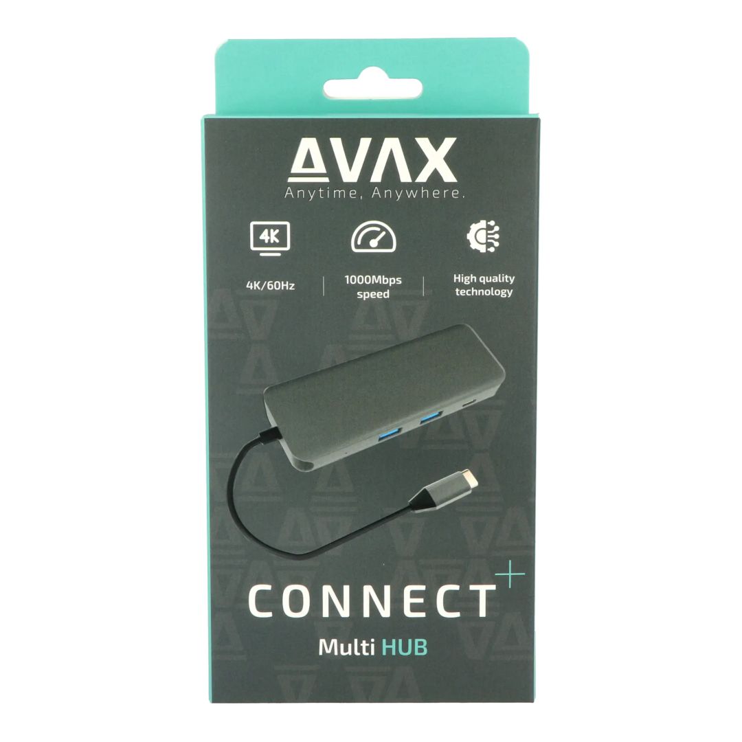 Avax HB612 CONNECT+ 8in1 Multi HUB Black