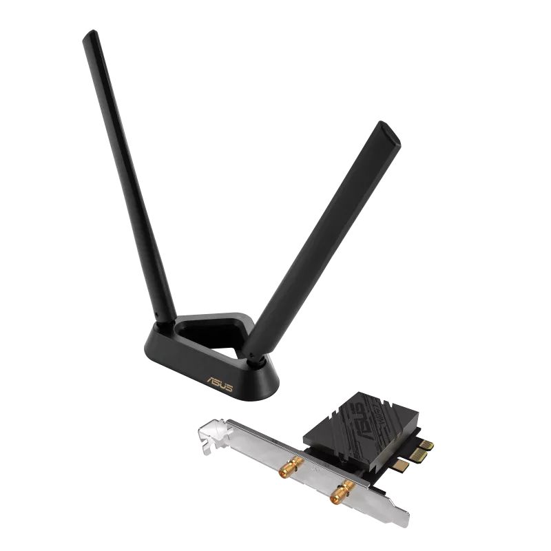 Asus PCE-BE92BT WiFi 7 PCI-E Adapter with 2 external antennas and magnetized base