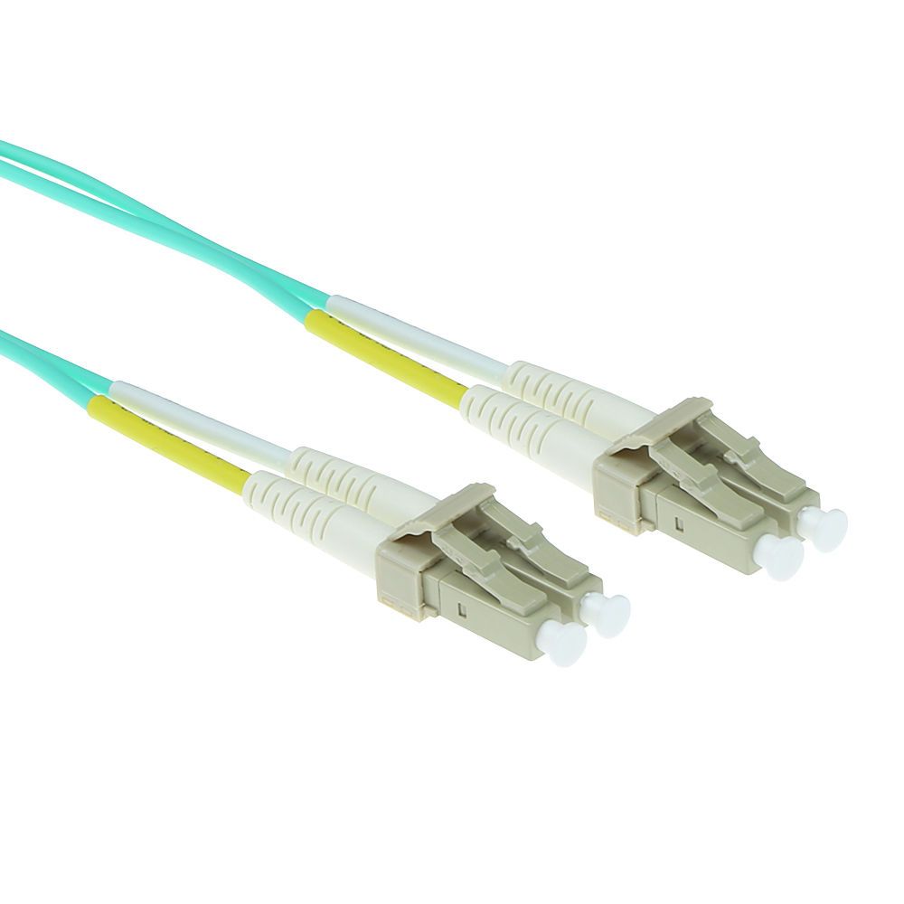 ACT LSZH Multimode 50/125 OM3 fiber cable duplex with LC connectors 0,25m Blue