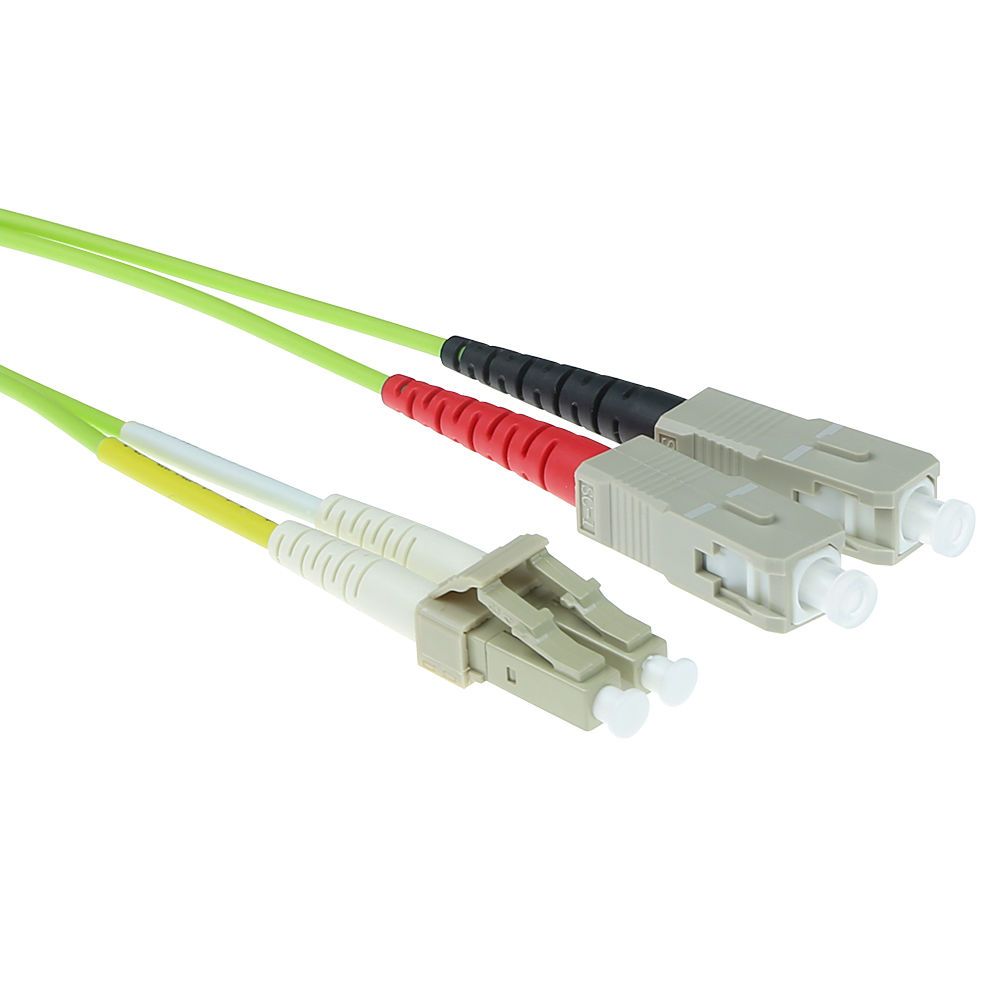 ACT LSZH Multimode 50/125 OM5 fiber cable duplex with LC and SC connectors 1m Green