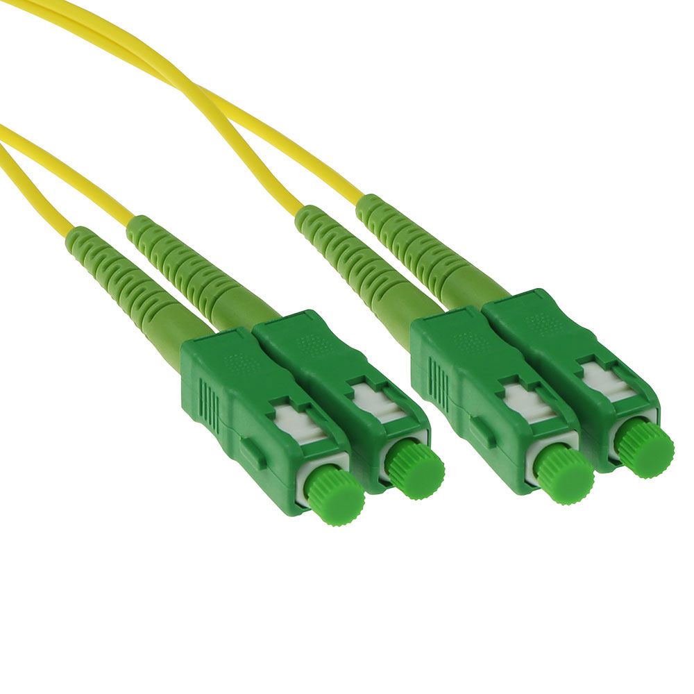 ACT LSZH Singlemode 9/125 OS2 fiber patch cable duplex with SC/APC connectors 1m Yellow