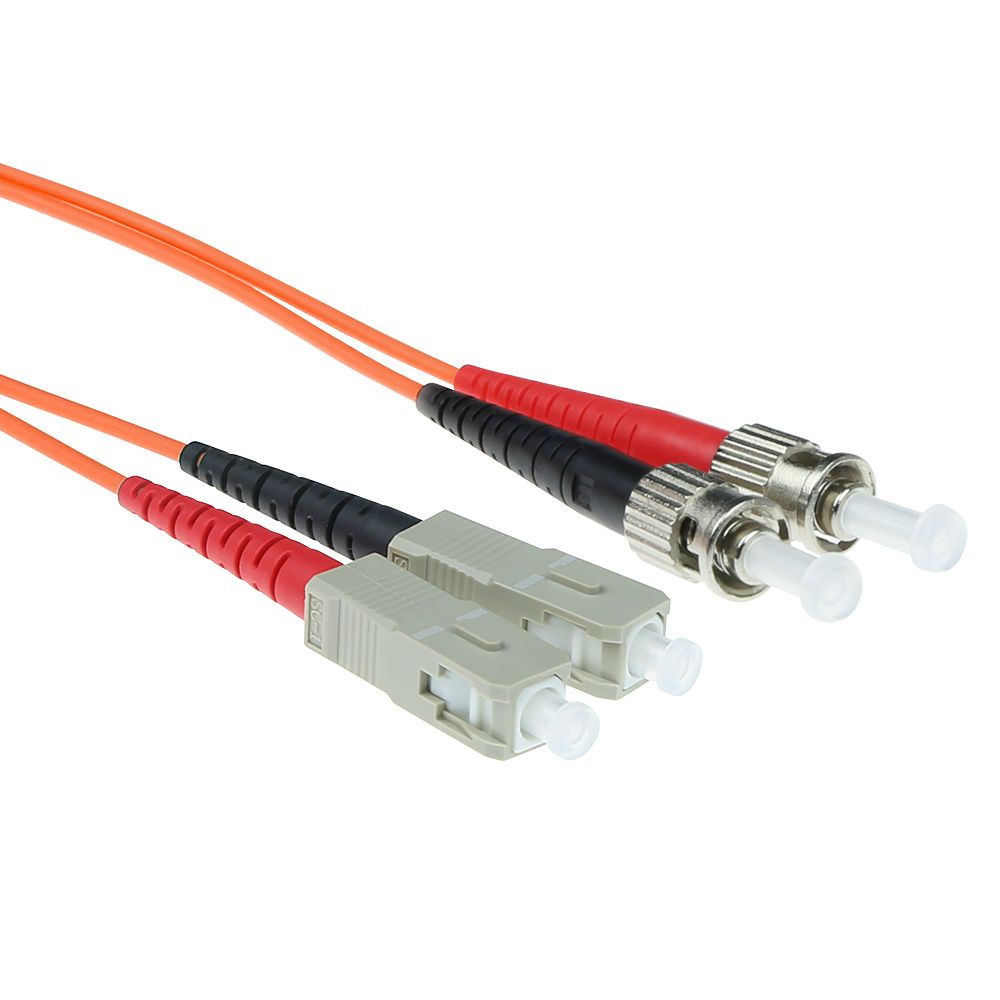 ACT LSZH Multimode 50/125 OM2 fiber cable duplex with SC and ST connectors 3m Orange