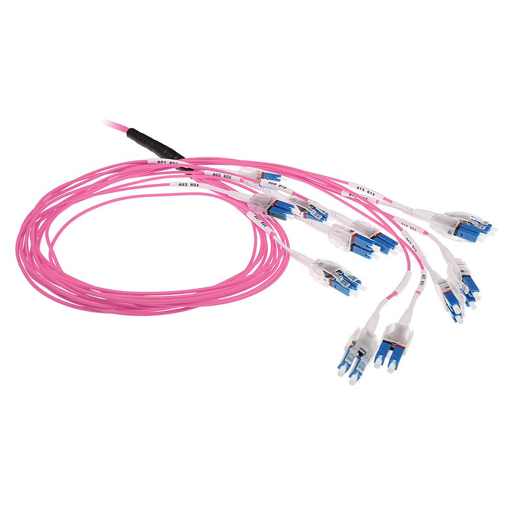 ACT Multimode 50/125 OM4 Preterm fiber cable 24F LC Polarity Twist 10m Pink