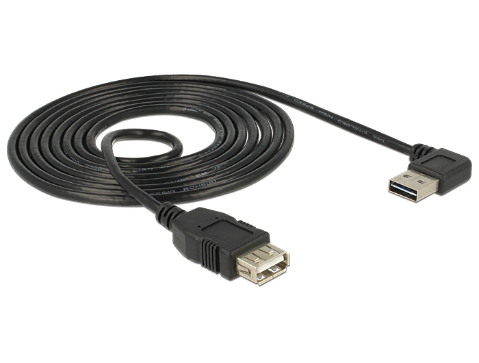 DeLock Extension cable EASY-USB 2.0 Type-A male angled left / right > USB 2.0 Type-A female 2m