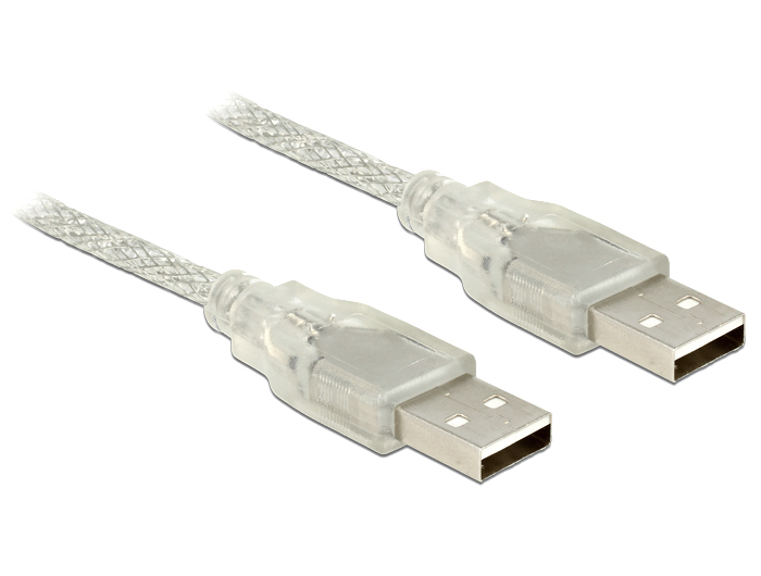 DeLock Cable USB 2.0 Type-A male > USB 2.0 Type-A male 2m Transparent