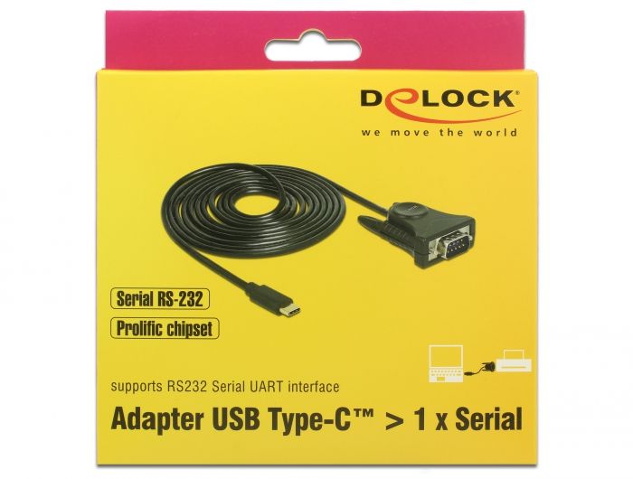 DeLock USB Type-C > 1x Serial DB9 RS-232 Adapter