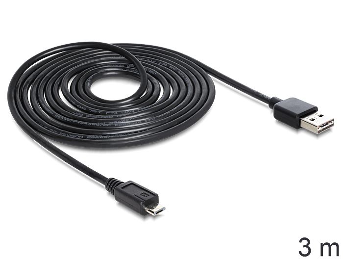 DeLock EASY-USB 2.0 Type-A male > USB 2.0 Type Micro-B male Cable 3m Black