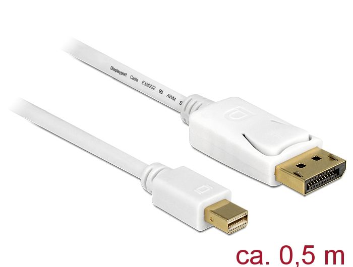 DeLock Mini DisplayPort 1.2 male > DisplayPort male 4K 60 Hz 0,5m cable