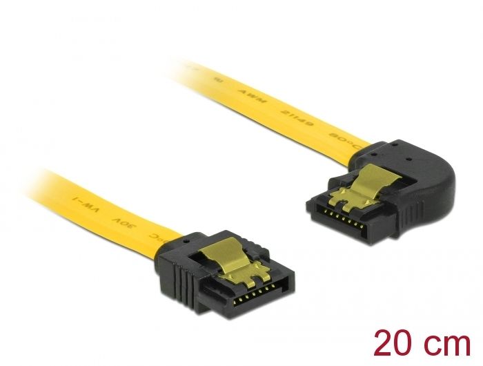 DeLock SATA 6 Gb/s Cable straight to left angled 20cm yellow