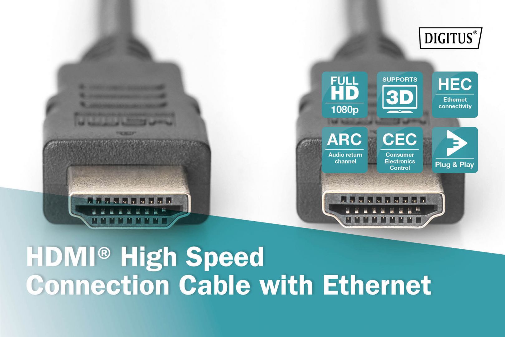 Assmann HDMI Standard connection cable type A 2m Black