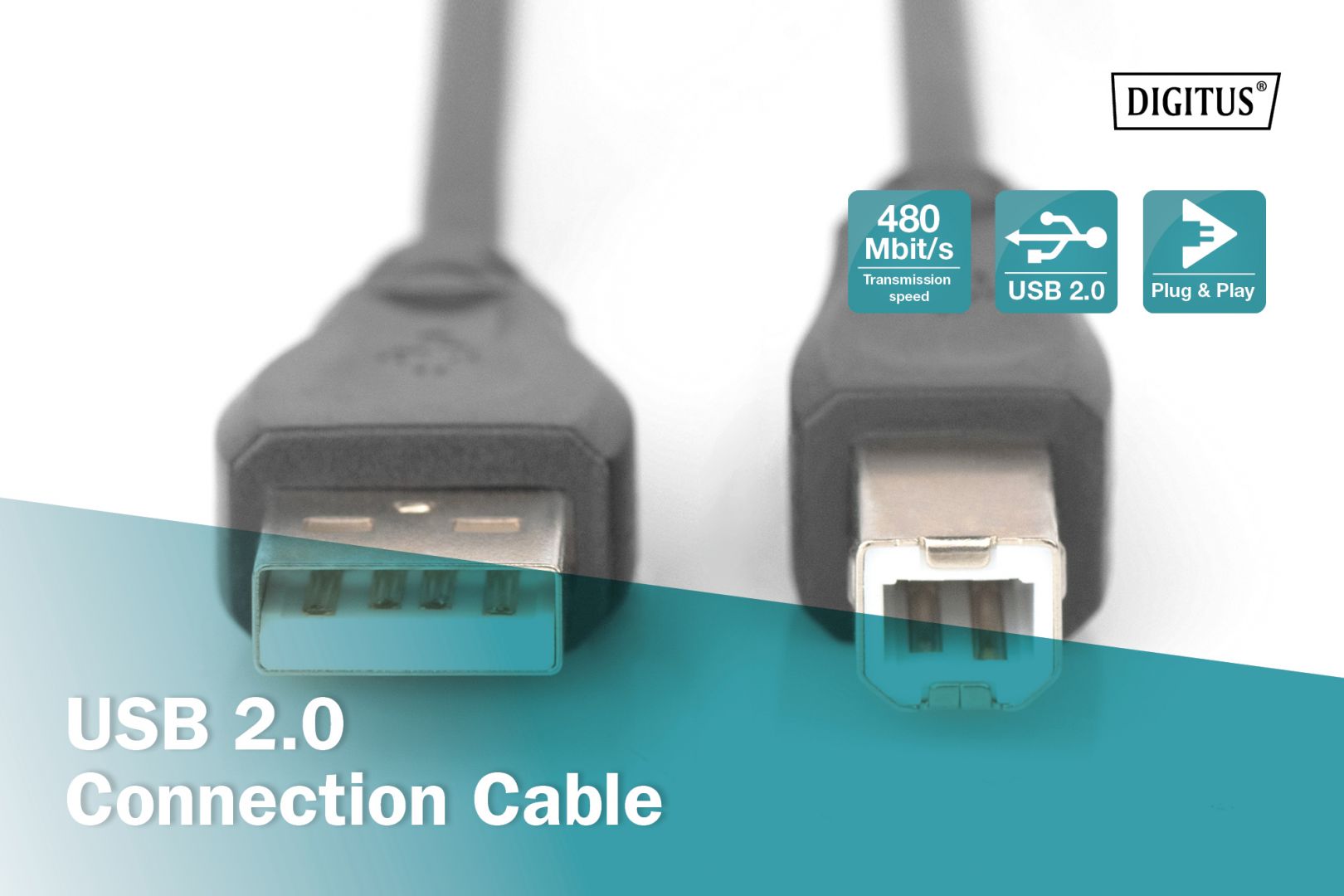 Assmann USB 2.0 connection cable, type A - B 0,5m Black