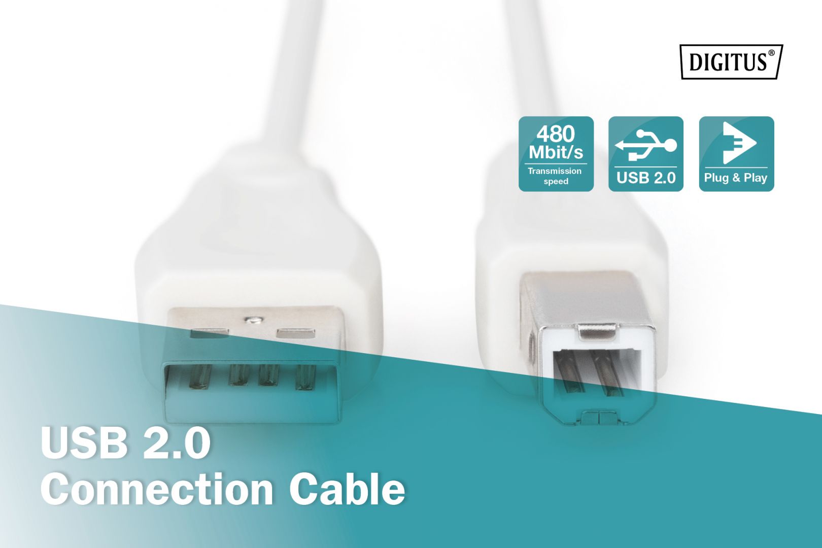 Assmann USB 2.0 connection cable, type A - B 1,8m Beige