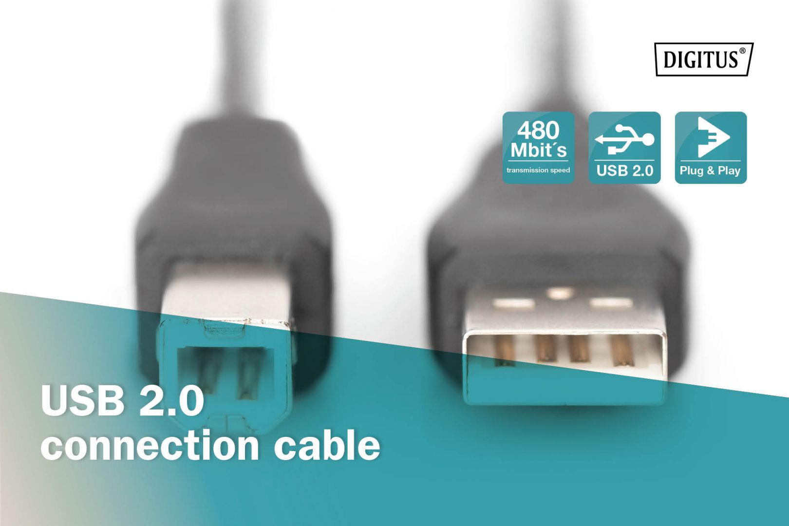 Assmann USB connection cable, type A - B 1,8m Black