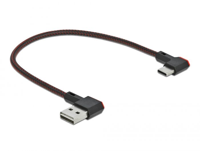 DeLock EASY-USB 2.0 Cable Type-A male to USB Type-C male angled left / right 0,2m Black