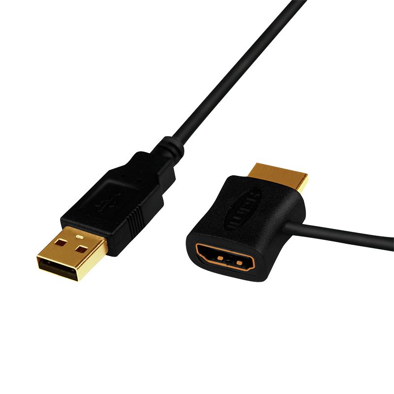 Logilink CH0081 HDMI-Power Adapter USB-A/M to HDMI-A/M + HDMI-A/F cable 0,5m Black