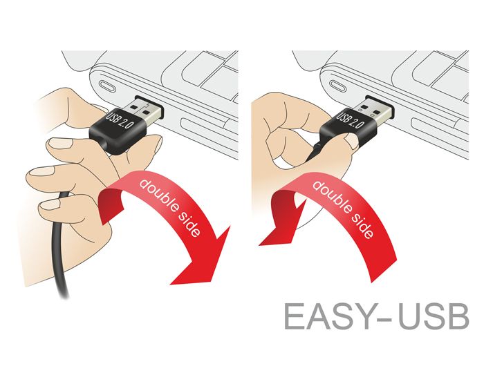 DeLock EASY-USB 2.0 Type-A male > EASY-USB 2.0 Type-A male angled left/right 0,5m Cable Black