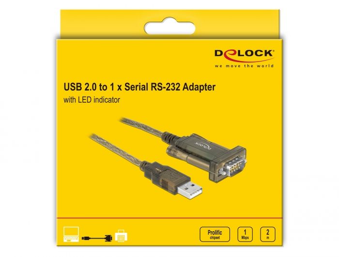DeLock USB 2.0 Type-A > 1 x Serial DB9 RS-232 Adapter