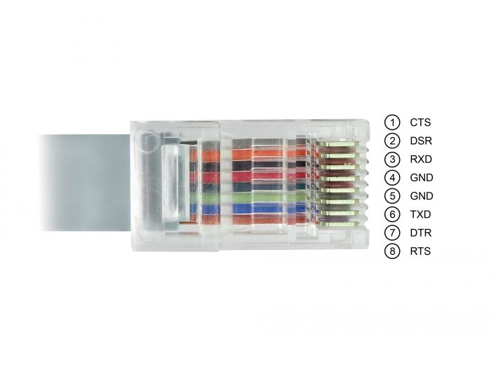 DeLock USB 2.0 Type-A male > 1 x Serial RS-232 RJ45 male 1m grey