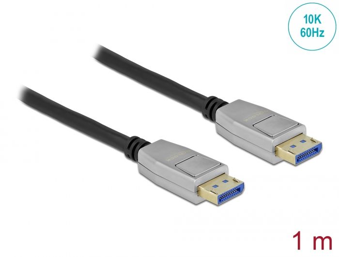 DeLock DisplayPort cable 10K 60 Hz 54 Gbps metal housing 1m Black