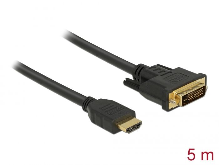 DeLock HDMI to DVI 24+1 cable bidirectional 5m Black