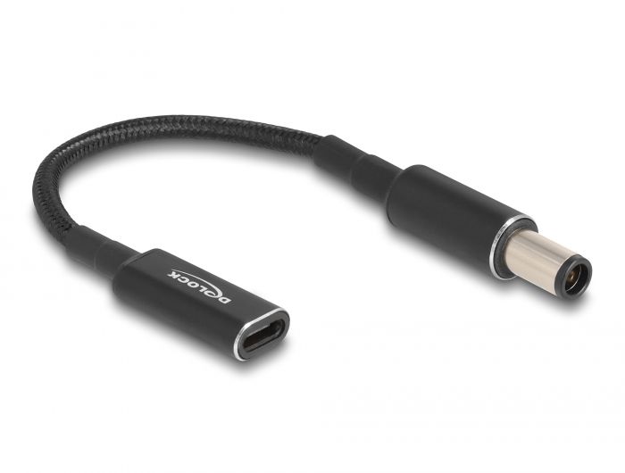 DeLock Adapter cable for Laptop Charging Cable USB Type-C female to HP 7,4x5,0mm male 15cm Black