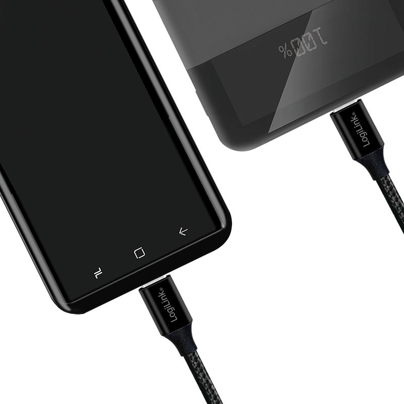 Logilink USB 2.0 Type-C cable C/M to C/M metal fabric 0,3m Black