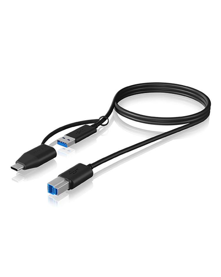 Raidsonic IcyBox IB-CB032 USB Type-B to Type-A & Type-C Cable 1m Black
