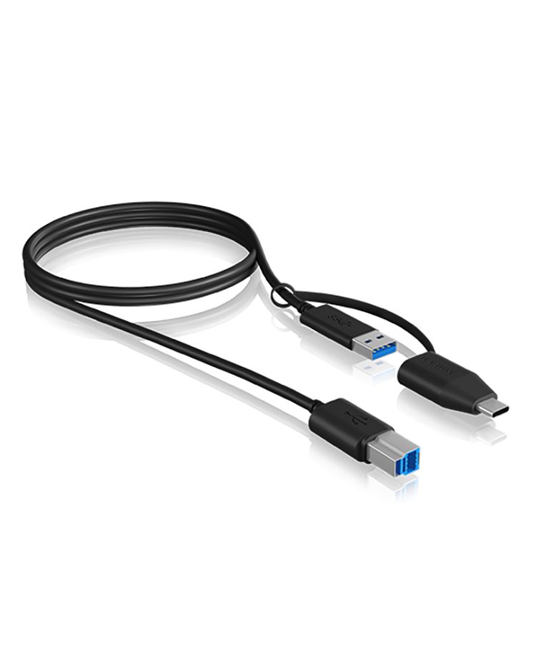 Raidsonic IcyBox IB-CB032 USB Type-B to Type-A & Type-C Cable 1m Black