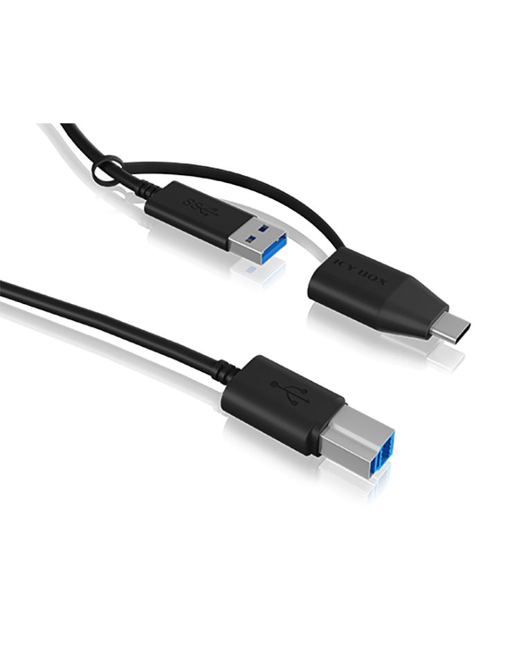 Raidsonic IcyBox IB-CB032 USB Type-B to Type-A & Type-C Cable 1m Black