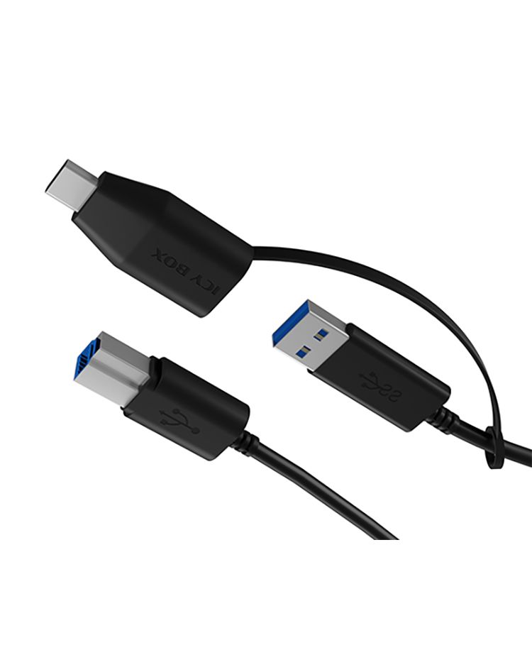 Raidsonic IcyBox IB-CB032 USB Type-B to Type-A & Type-C Cable 1m Black