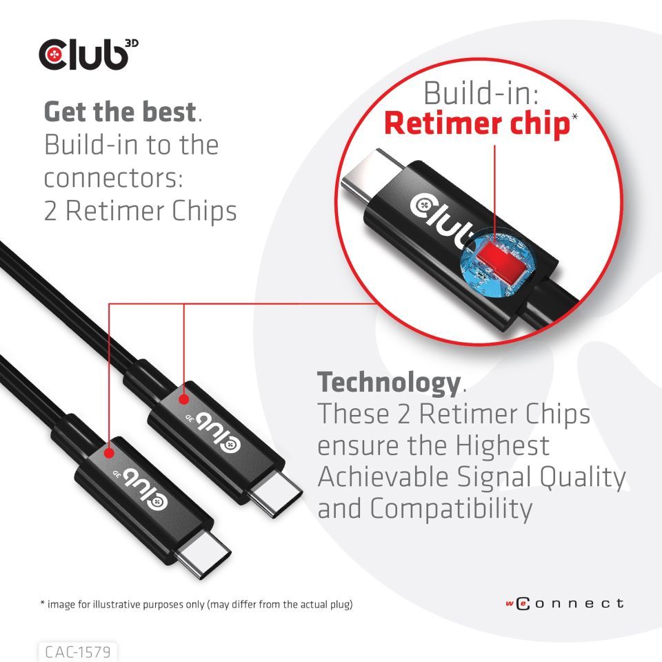 Club3D USB4 Gen3x2 Type-C Bi-Directional Cable 8K60Hz or 4K120Hz, Data 40Gbps, PD 240W(48V/5A) EPR M/M Cable 3m Black