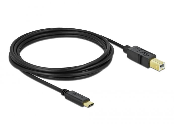 DeLock USB 2.0 cable Type-C to Type-B 3m Black