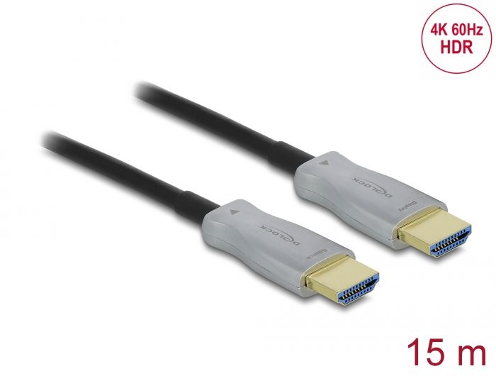 DeLock Active Optical Cable HDMI 4K 60Hz 15m Black
