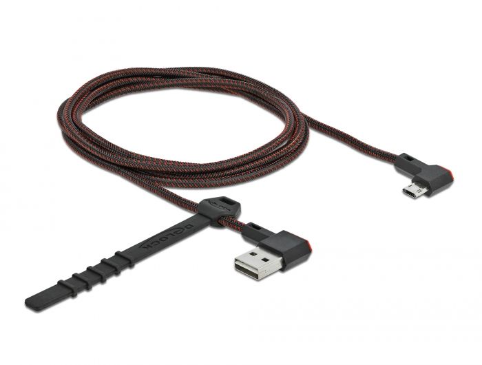 DeLock EASY-USB 2.0 Cable Type-A male to EASY-USB Type Micro-B male angled left / right 1.5m Black