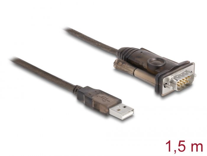 DeLock USB-A 2.0 to RS-232 D-Sub 9 cable male/male 1,5 m Black