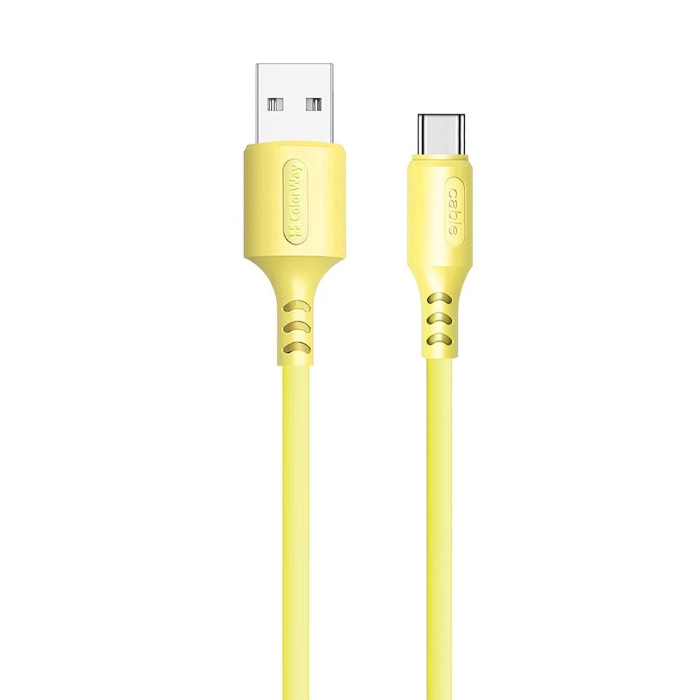 ColorWay USB-A to Type-C (head metal) 2.4A 1m Yellow