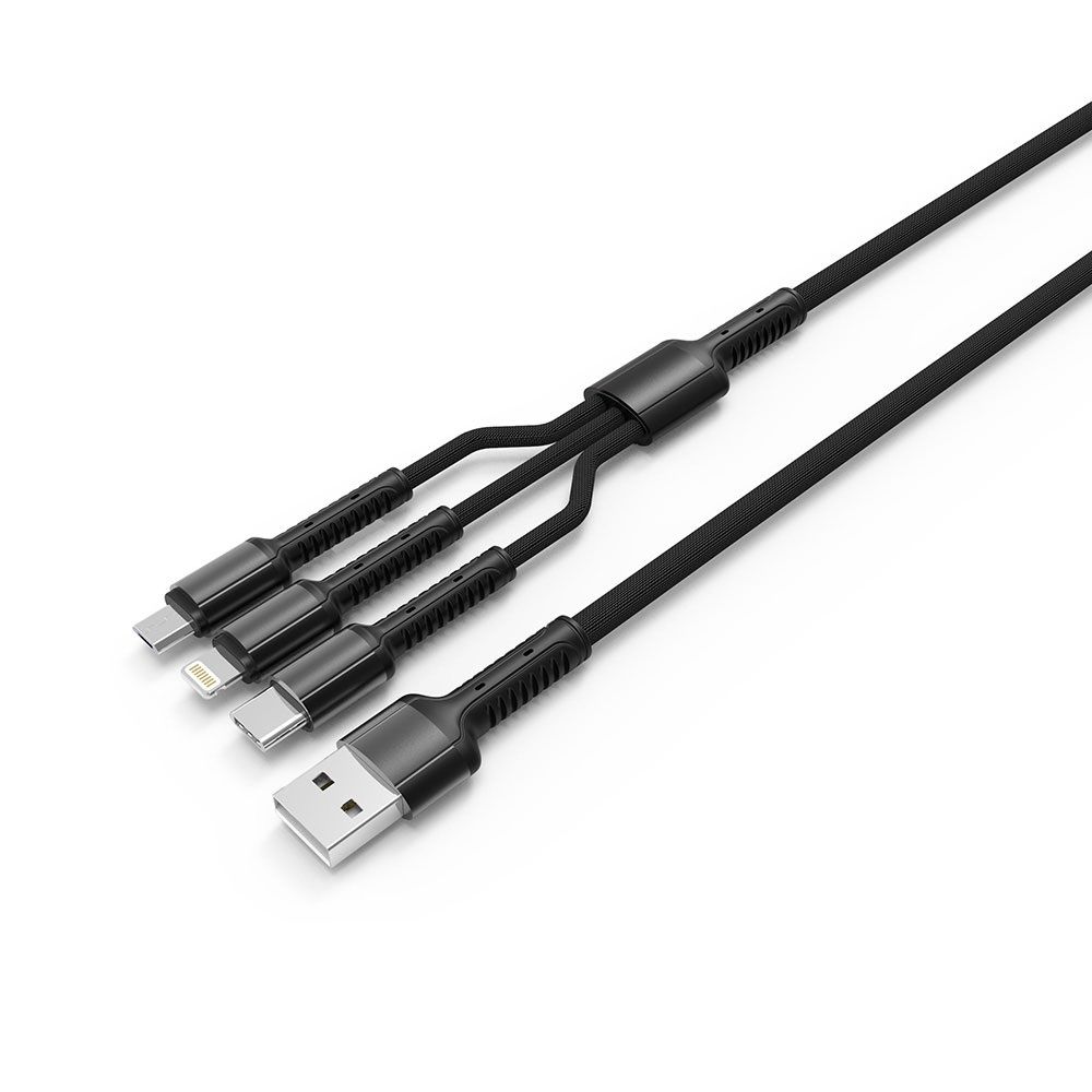 ColorWay Cable 3in1 (Lightning+MicroUSB+Type-C) 4.0A (20W) 1,2m Grey