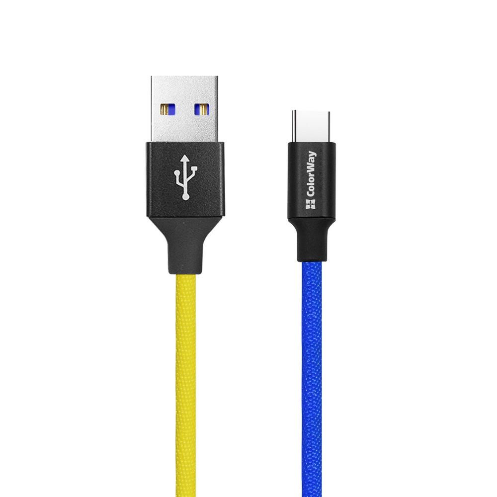 ColorWay USB to Type-C (national) 2.4A cable 1m Blue Yellow