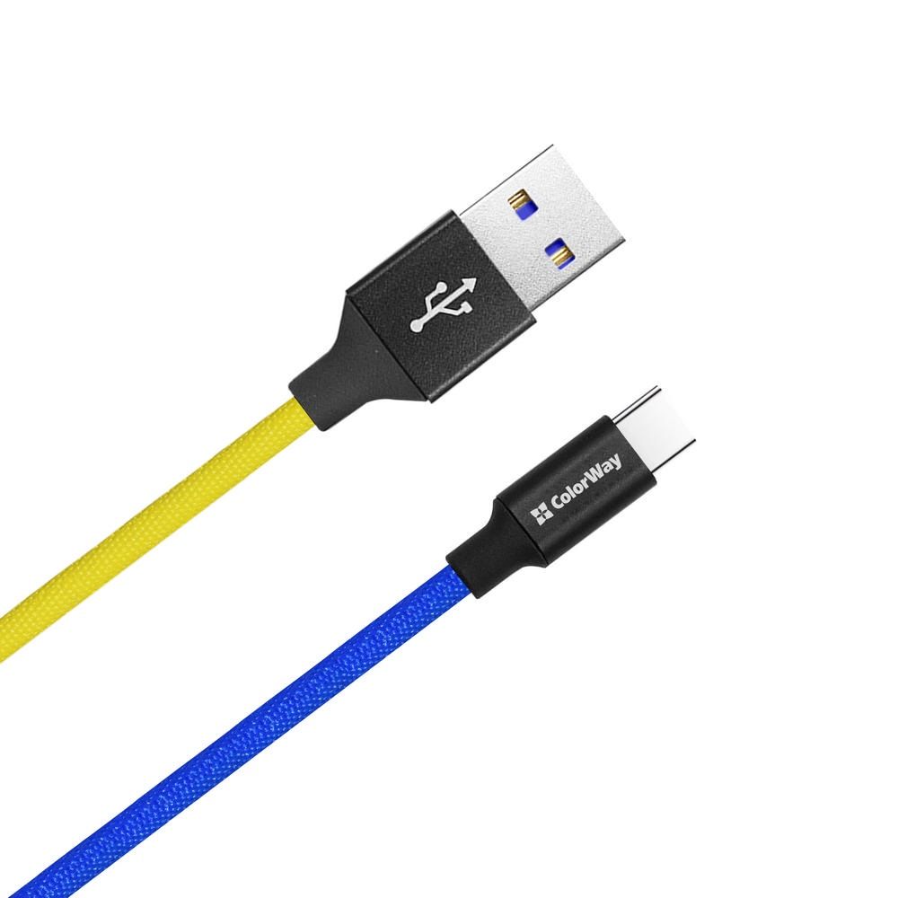 ColorWay USB to Type-C (national) 2.4A cable 1m Blue Yellow
